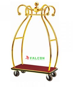 Xe đẩy hành lý kiểu lồng chim inox vàng