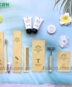 Combo amenities gỗ tre thân thiện môi trường, đóng túi kraft cao cấp