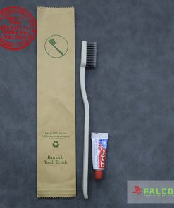 Bàn chải lúa mạch cán dẹt khách sạn đóng túi kraft nâu thân thiện với môi trường