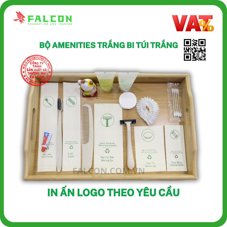 ban-chai-luoc-khach-san Bộ dùng tiêu hao trắng bi đóng tui kraft trắng thân thiện với môi trường
