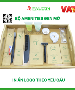 Bộ amenities đen mờ đóng túi kraft nâu thân thiện môi trường