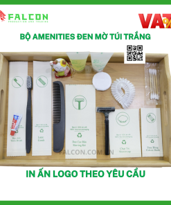 Combo 8 món amenities đen mờ đóng tui kraft trắng