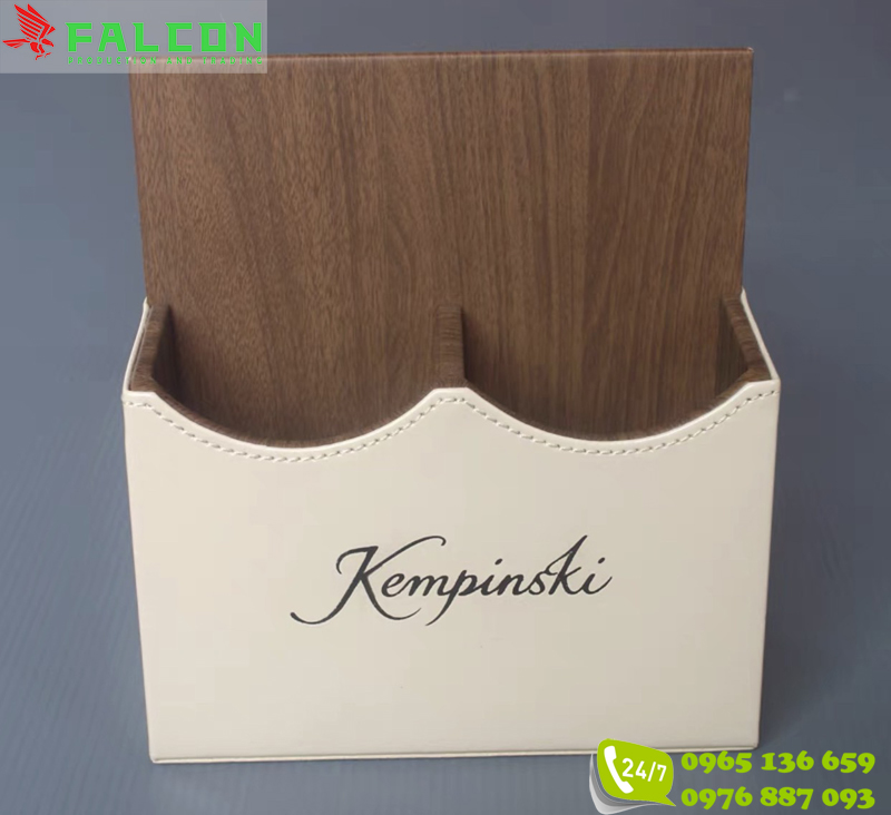 hop-dung-dieu-khien-2-ngan-boc-da-in-logo-khach-san