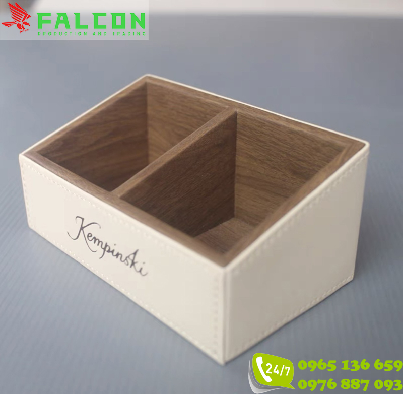 hop-dung-tra-2-ngan-boc-da-cao-cap Khay để đồ uống trong phòng khách sạn