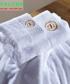 Khăn trắng khách sạn cao cấp, sang trọng thêu logo
