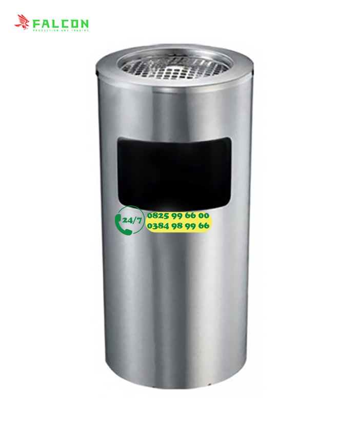 Thùng rác tròn inox gạt tàn giá rẻ
