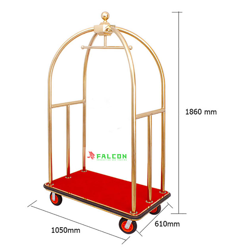 Kích thước xe đẩy mạ vàng