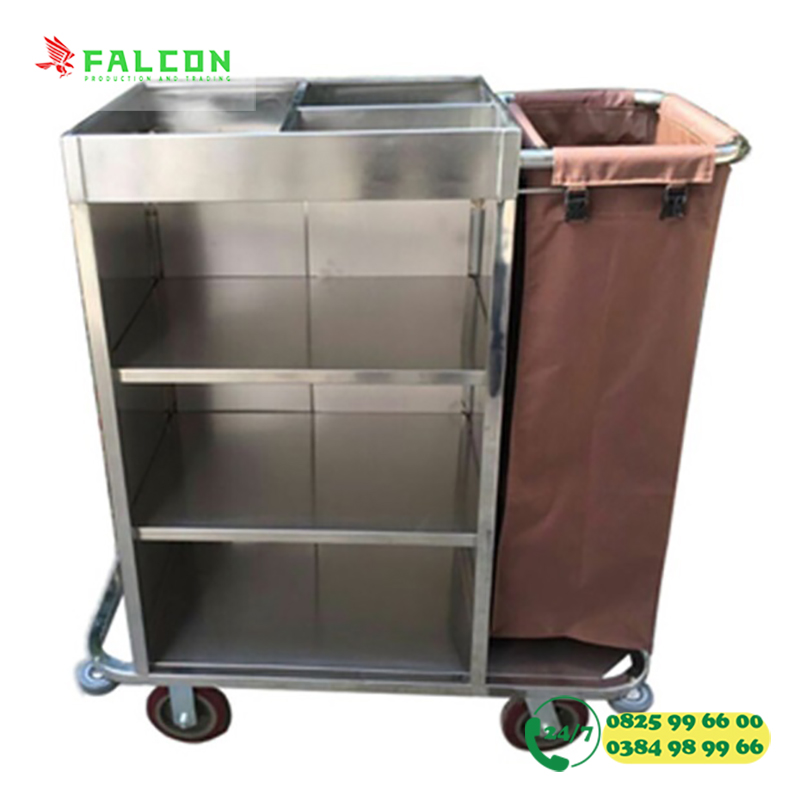 xe-don-buong-phong-khach-san-inox-1-tui-vai Xe dọn buồng phòng 1 túi vải